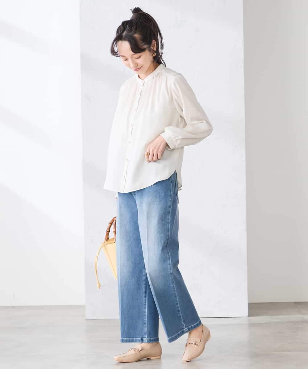 K3LFD10059 a.v.v Elmi(アー・ヴェ・ヴェ) 【低身長サイズ】ワイドデニムパンツ ブルー