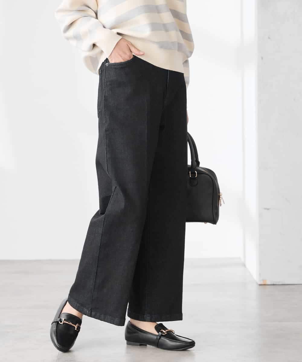 K3LFD10059 a.v.v Elmi(アー・ヴェ・ヴェ) 【低身長サイズ】ワイドデニムパンツ ブルー