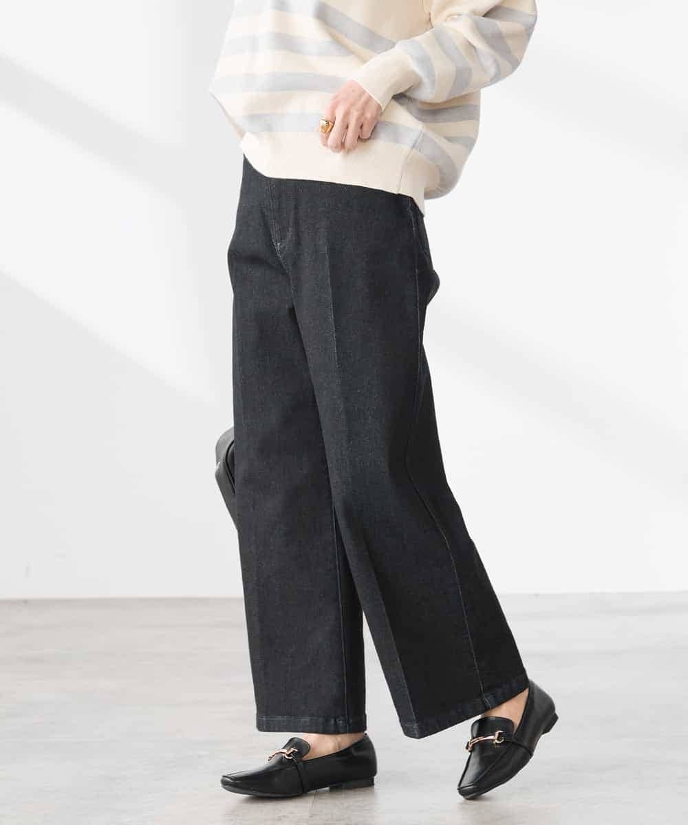 K3LFD10059 a.v.v Elmi(アー・ヴェ・ヴェ) 【低身長サイズ】ワイドデニムパンツ ブルー