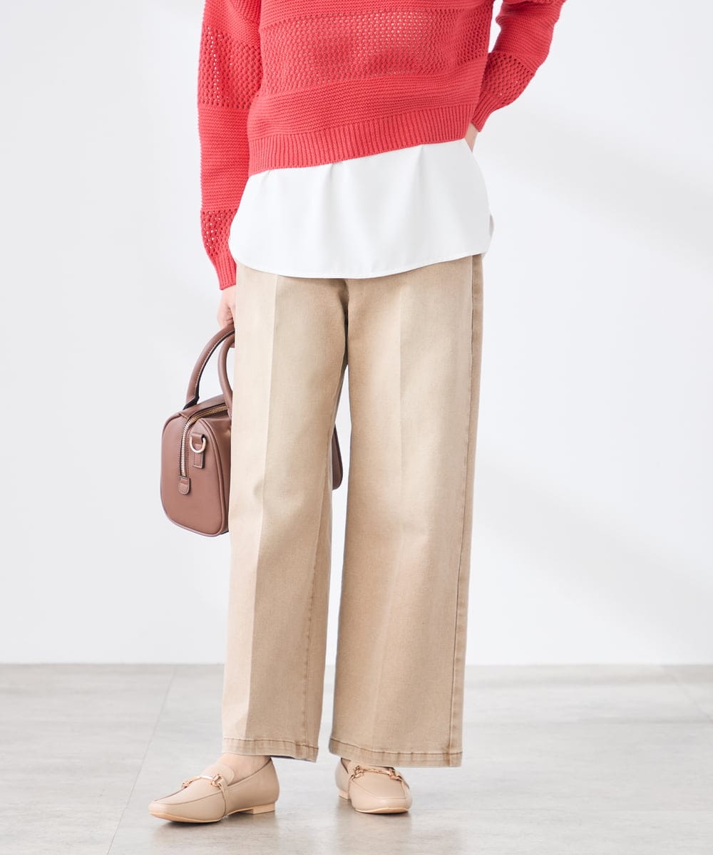 K3LFD27059 a.v.v Elmi(アー・ヴェ・ヴェ) 【低身長サイズ】ワイドデニムパンツ ベージュ