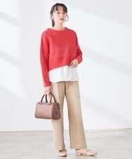 K3LFD27059 a.v.v Elmi(アー・ヴェ・ヴェ) 【低身長サイズ】ワイドデニムパンツ ベージュ