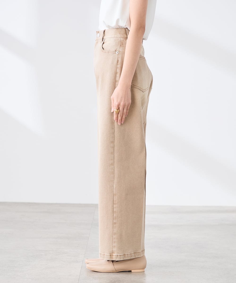 K3LFD27059 a.v.v Elmi(アー・ヴェ・ヴェ) 【低身長サイズ】ワイドデニムパンツ ベージュ
