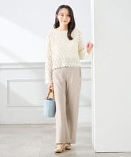 K3LFD31059 a.v.v Elmi(アー・ヴェ・ヴェ) 【低身長サイズ】【洗える】バイアスイージーパンツ ベージュ