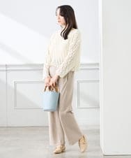 K3LFD31059 a.v.v Elmi(アー・ヴェ・ヴェ) 【低身長サイズ】【洗える】バイアスイージーパンツ ベージュ