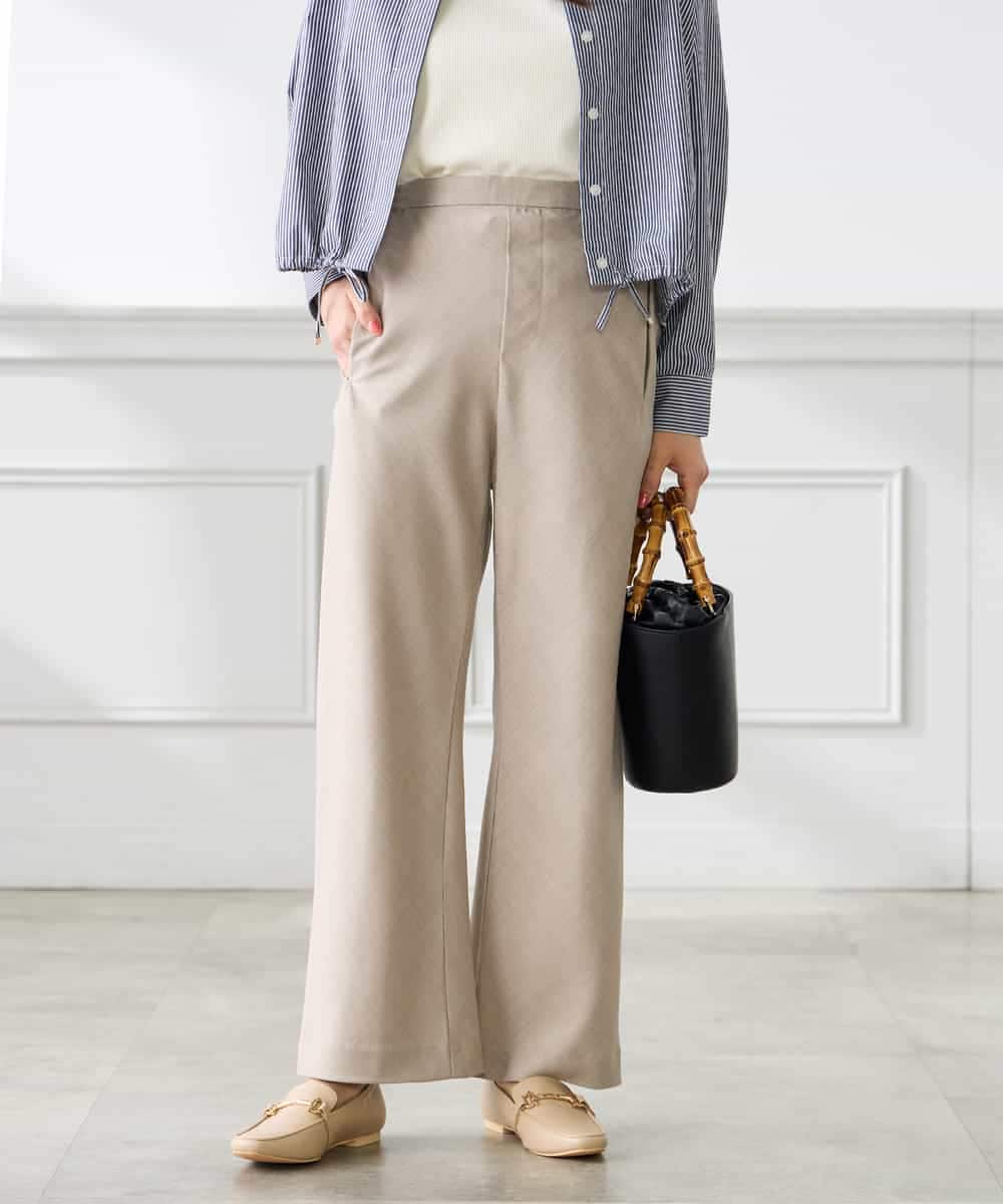 K3LFD31059 a.v.v Elmi(アー・ヴェ・ヴェ) 【低身長サイズ】【洗える】バイアスイージーパンツ ベージュ