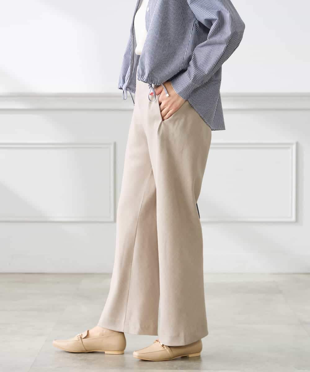 K3LFD31059 a.v.v Elmi(アー・ヴェ・ヴェ) 【低身長サイズ】【洗える】バイアスイージーパンツ ベージュ