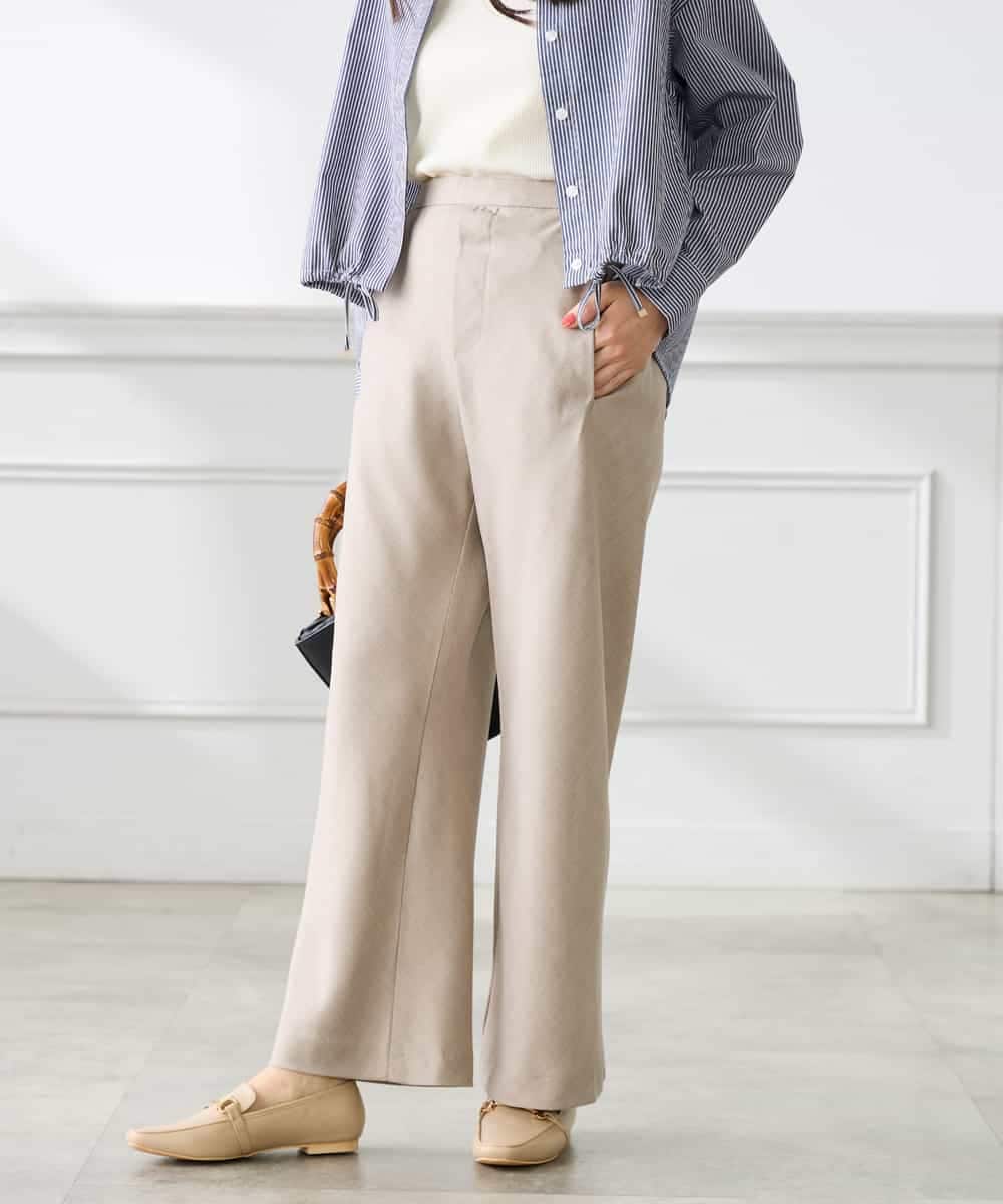 K3LFD31059 a.v.v Elmi(アー・ヴェ・ヴェ) 【低身長サイズ】【洗える】バイアスイージーパンツ ベージュ