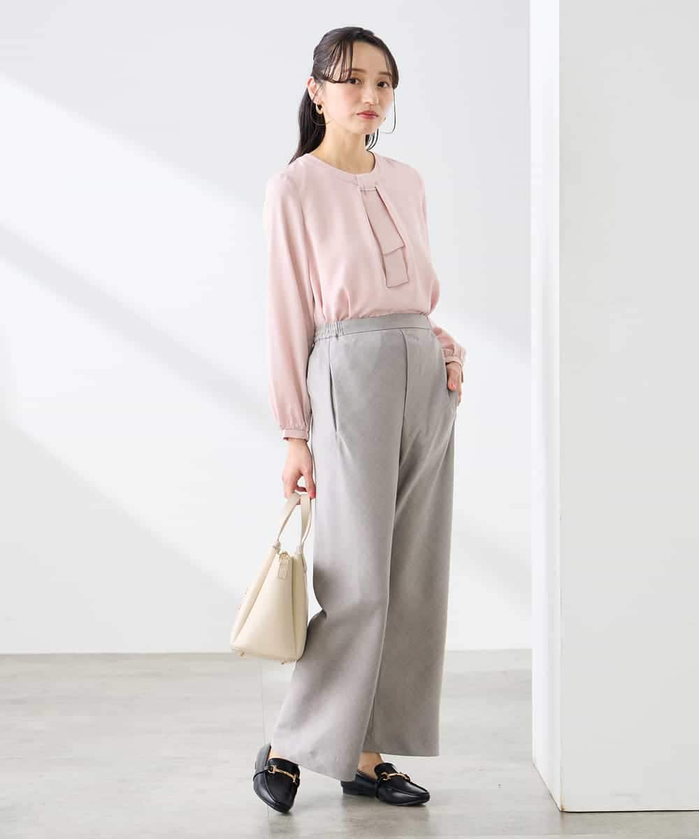 K3LFD31059 a.v.v Elmi(アー・ヴェ・ヴェ) 【低身長サイズ】【洗える】バイアスイージーパンツ ベージュ