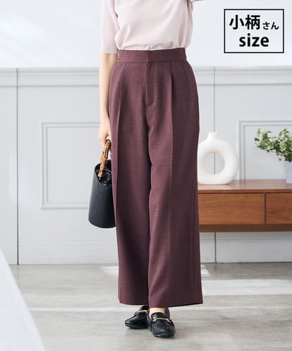 K3LGD11059 a.v.v Elmi 【低身長サイズ/接触冷感/UVカット】リネンライク2タックワイドパンツ【セットアップ対応/アンチピリング】