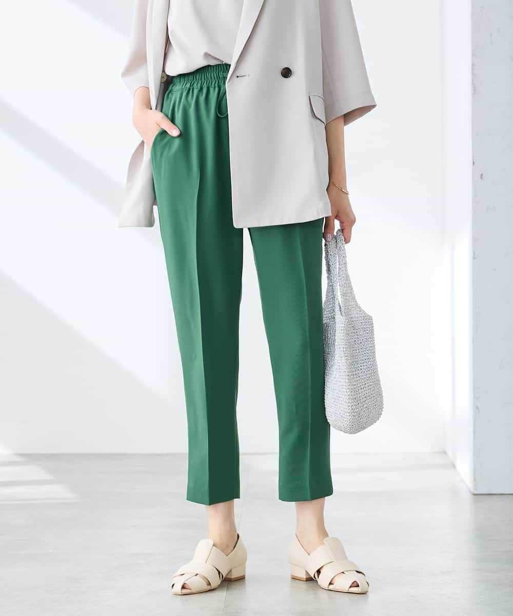 K3LGD14049 a.v.v Elmi(アー・ヴェ・ヴェ) 【低身長サイズ/接触冷感/速乾/UVカット/イージーケア】イージーテーパードパンツ グリーン