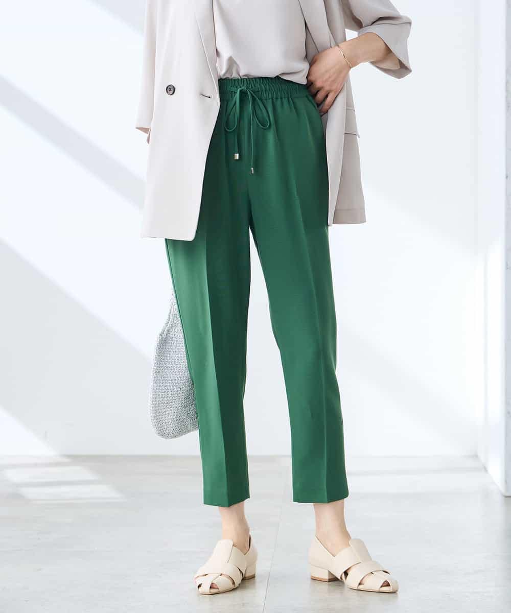 K3LGD14049 a.v.v Elmi(アー・ヴェ・ヴェ) 【低身長サイズ/接触冷感/速乾/UVカット/イージーケア】イージーテーパードパンツ グリーン