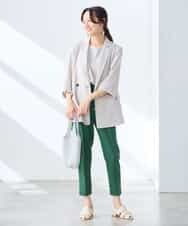 K3LGD14049 a.v.v Elmi(アー・ヴェ・ヴェ) 【低身長サイズ/接触冷感/速乾/UVカット/イージーケア】イージーテーパードパンツ グリーン