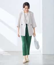 K3LGD14049 a.v.v Elmi(アー・ヴェ・ヴェ) 【低身長サイズ/接触冷感/速乾/UVカット/イージーケア】イージーテーパードパンツ グリーン