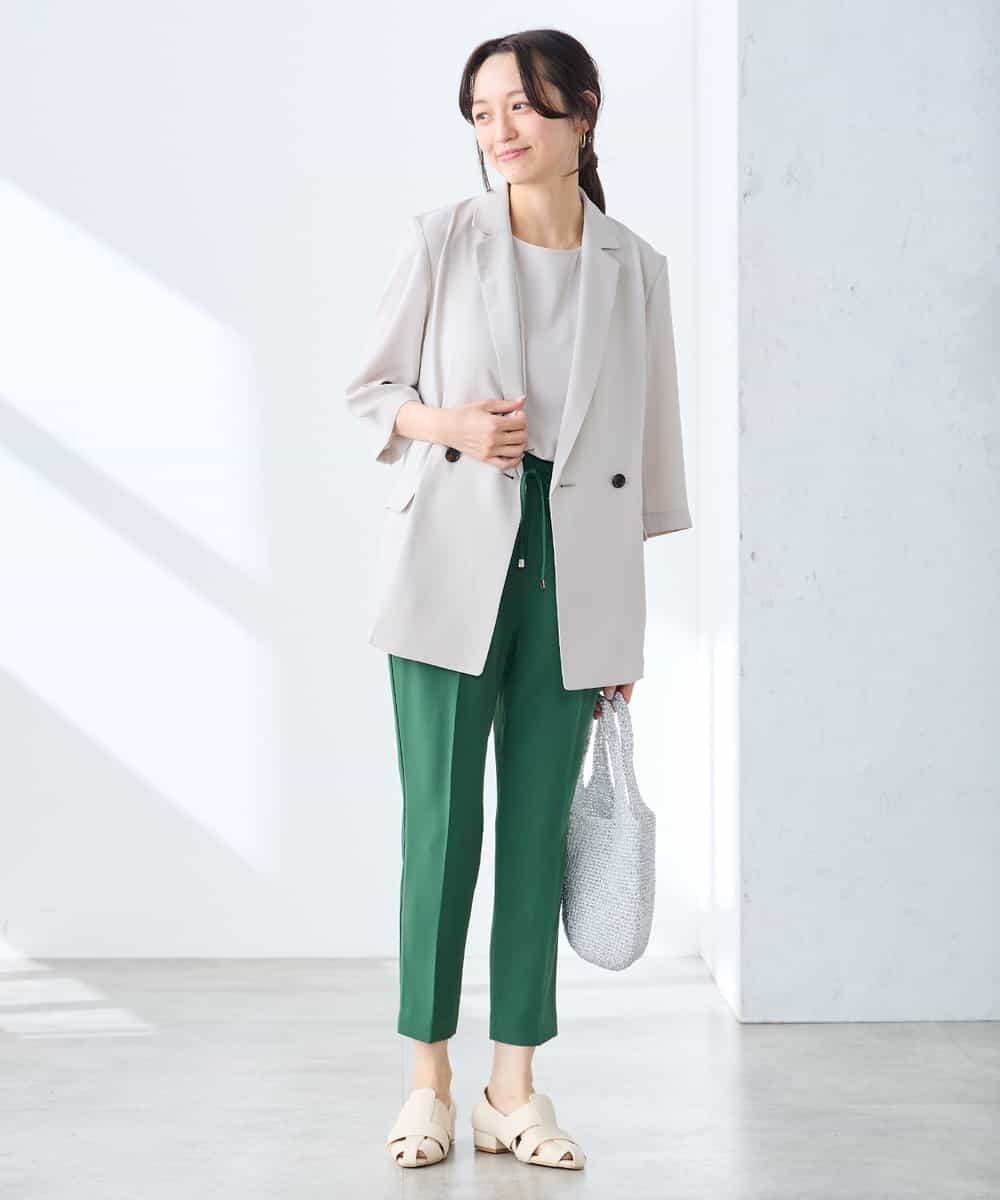 K3LGD14049 a.v.v Elmi(アー・ヴェ・ヴェ) 【低身長サイズ/接触冷感/速乾/UVカット/イージーケア】イージーテーパードパンツ グリーン