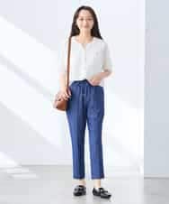 K3LGD14049 a.v.v Elmi(アー・ヴェ・ヴェ) 【低身長サイズ/接触冷感/速乾/UVカット/イージーケア】イージーテーパードパンツ グリーン