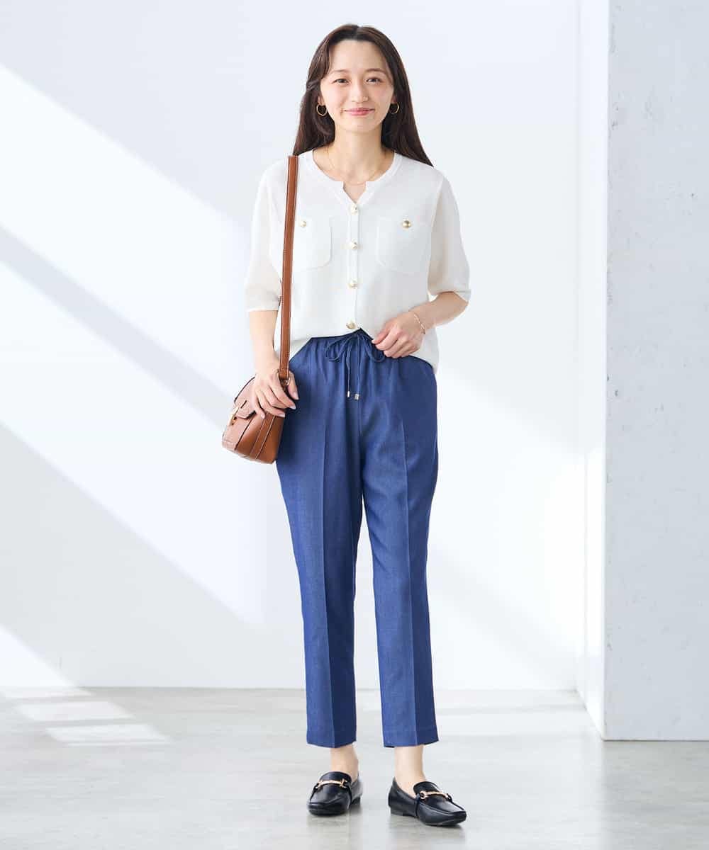 K3LGD14049 a.v.v Elmi(アー・ヴェ・ヴェ) 【低身長サイズ/接触冷感/速乾/UVカット/イージーケア】イージーテーパードパンツ グリーン