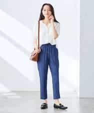 K3LGD14049 a.v.v Elmi(アー・ヴェ・ヴェ) 【低身長サイズ/接触冷感/速乾/UVカット/イージーケア】イージーテーパードパンツ グリーン