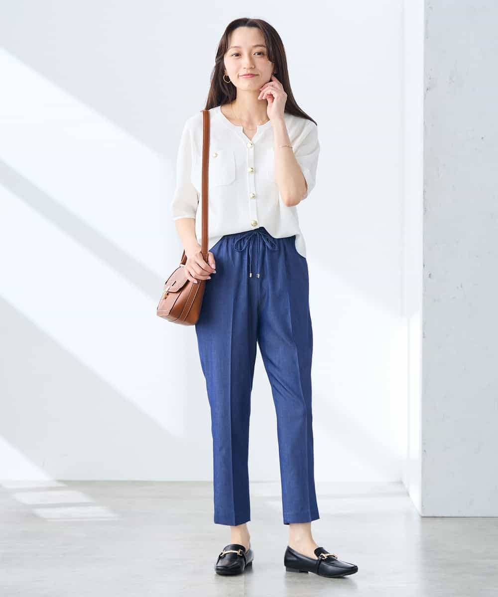 K3LGD14049 a.v.v Elmi(アー・ヴェ・ヴェ) 【低身長サイズ/接触冷感/速乾/UVカット/イージーケア】イージーテーパードパンツ グリーン