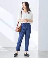 K3LGD14049 a.v.v Elmi(アー・ヴェ・ヴェ) 【低身長サイズ/接触冷感/速乾/UVカット/イージーケア】イージーテーパードパンツ グリーン