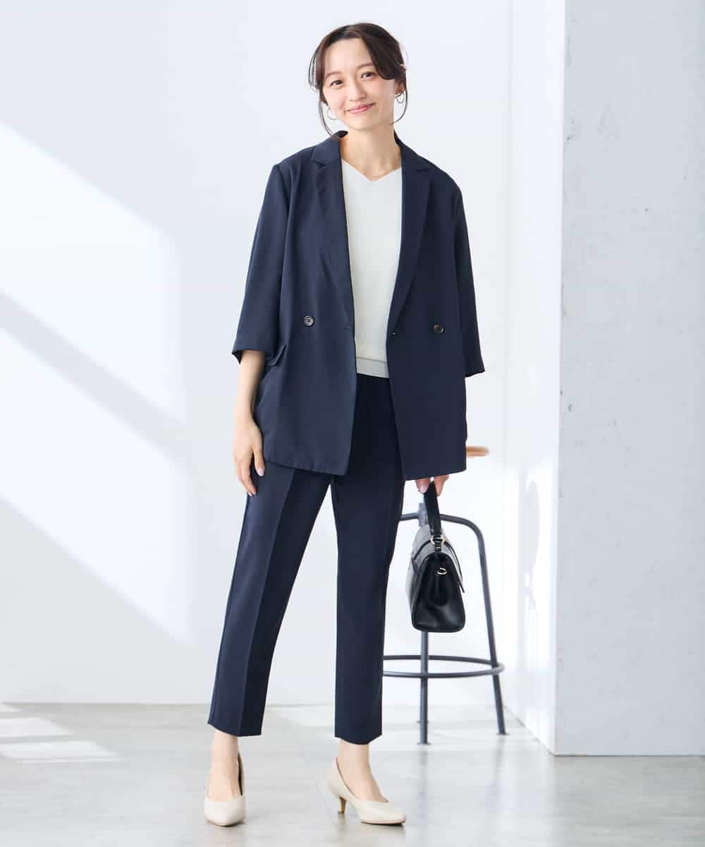 K3LGD14049 a.v.v Elmi(アー・ヴェ・ヴェ) 【低身長サイズ/接触冷感/速乾/UVカット/イージーケア】イージーテーパードパンツ グリーン