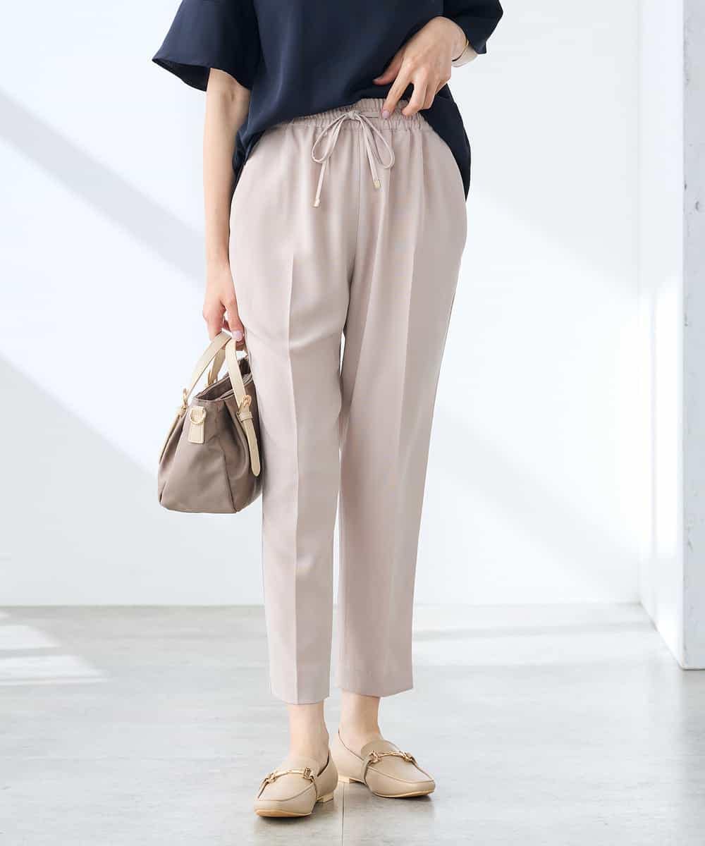 K3LGD14049 a.v.v Elmi(アー・ヴェ・ヴェ) 【低身長サイズ/接触冷感/速乾/UVカット/イージーケア】イージーテーパードパンツ グリーン