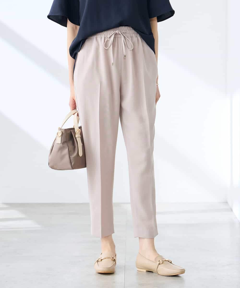 K3LGD14049 a.v.v Elmi(アー・ヴェ・ヴェ) 【低身長サイズ/接触冷感/速乾/UVカット/イージーケア】イージーテーパードパンツ グリーン