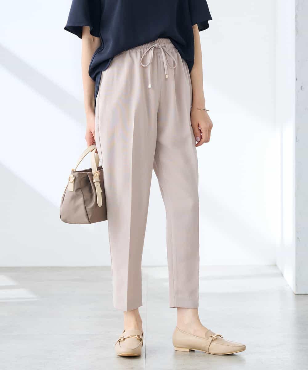 K3LGD14049 a.v.v Elmi(アー・ヴェ・ヴェ) 【低身長サイズ/接触冷感/速乾/UVカット/イージーケア】イージーテーパードパンツ グリーン