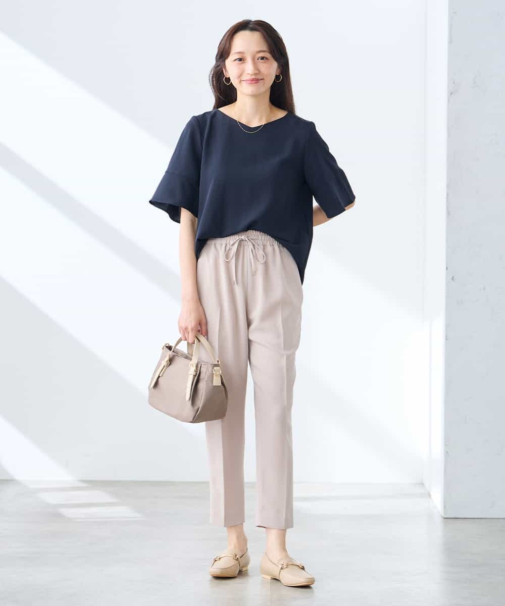 K3LGD14049 a.v.v Elmi(アー・ヴェ・ヴェ) 【低身長サイズ/接触冷感/速乾/UVカット/イージーケア】イージーテーパードパンツ グリーン