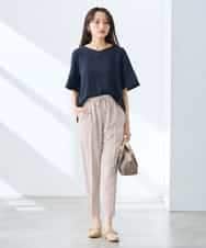 K3LGD14049 a.v.v Elmi(アー・ヴェ・ヴェ) 【低身長サイズ/接触冷感/速乾/UVカット/イージーケア】イージーテーパードパンツ グリーン