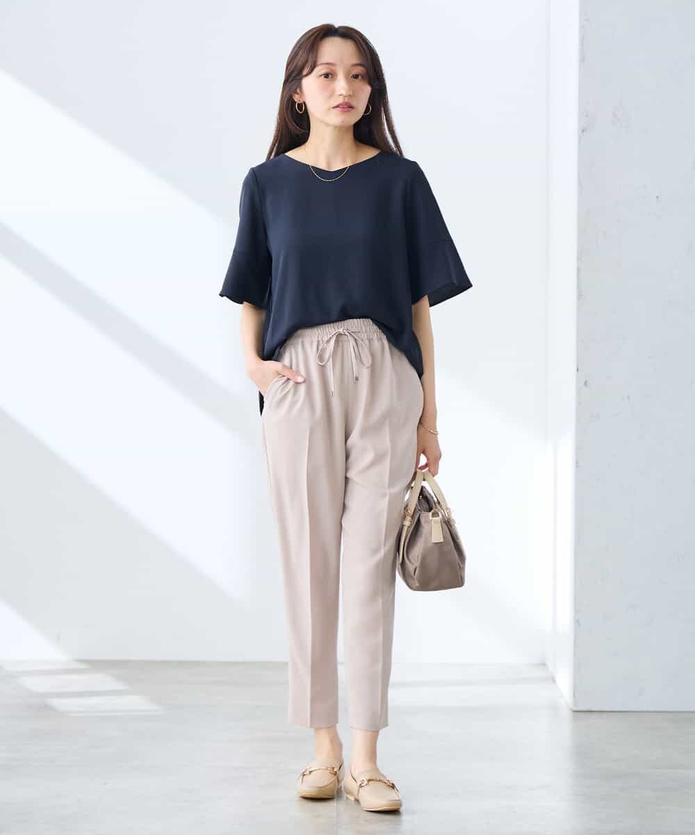 K3LGD14049 a.v.v Elmi(アー・ヴェ・ヴェ) 【低身長サイズ/接触冷感/速乾/UVカット/イージーケア】イージーテーパードパンツ グリーン