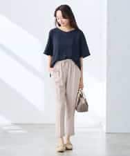 K3LGD14049 a.v.v Elmi(アー・ヴェ・ヴェ) 【低身長サイズ/接触冷感/速乾/UVカット/イージーケア】イージーテーパードパンツ グリーン