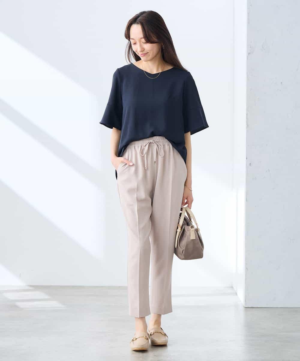 K3LGD14049 a.v.v Elmi(アー・ヴェ・ヴェ) 【低身長サイズ/接触冷感/速乾/UVカット/イージーケア】イージーテーパードパンツ グリーン