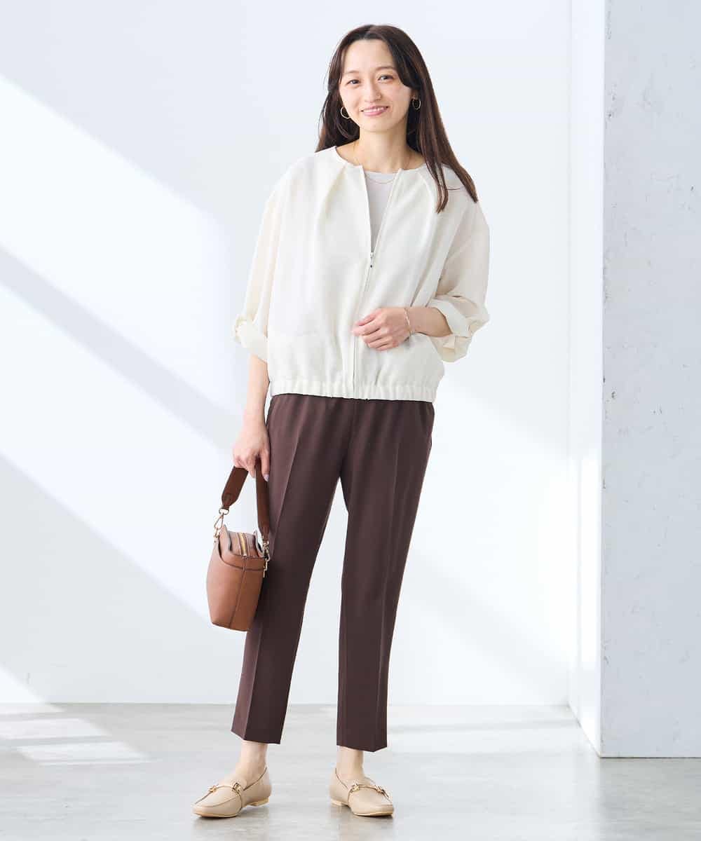 K3LGD14049 a.v.v Elmi(アー・ヴェ・ヴェ) 【低身長サイズ/接触冷感/速乾/UVカット/イージーケア】イージーテーパードパンツ グリーン