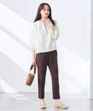 K3LGD14049 a.v.v Elmi(アー・ヴェ・ヴェ) 【低身長サイズ/接触冷感/速乾/UVカット/イージーケア】イージーテーパードパンツ グリーン