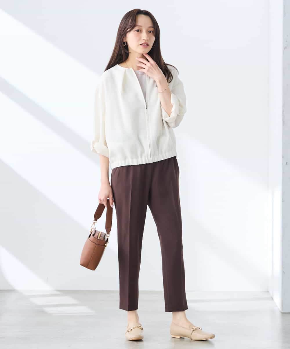 K3LGD14049 a.v.v Elmi(アー・ヴェ・ヴェ) 【低身長サイズ/接触冷感/速乾/UVカット/イージーケア】イージーテーパードパンツ グリーン