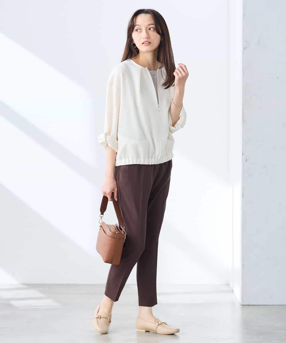 K3LGD14049 a.v.v Elmi(アー・ヴェ・ヴェ) 【低身長サイズ/接触冷感/速乾/UVカット/イージーケア】イージーテーパードパンツ グリーン