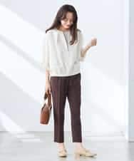 K3LGD14049 a.v.v Elmi(アー・ヴェ・ヴェ) 【低身長サイズ/接触冷感/速乾/UVカット/イージーケア】イージーテーパードパンツ グリーン