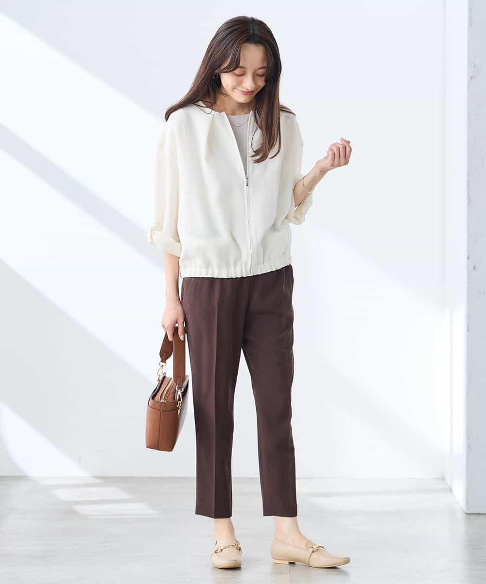 K3LGD14049 a.v.v Elmi(アー・ヴェ・ヴェ) 【低身長サイズ/接触冷感/速乾/UVカット/イージーケア】イージーテーパードパンツ グリーン