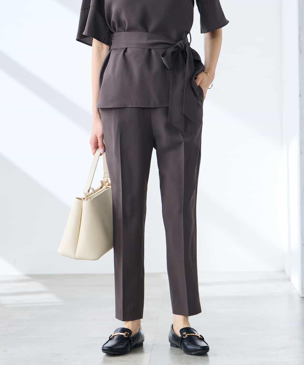 K3LGD14049 a.v.v Elmi(アー・ヴェ・ヴェ) 【低身長サイズ/接触冷感/速乾/UVカット/イージーケア】イージーテーパードパンツ グリーン