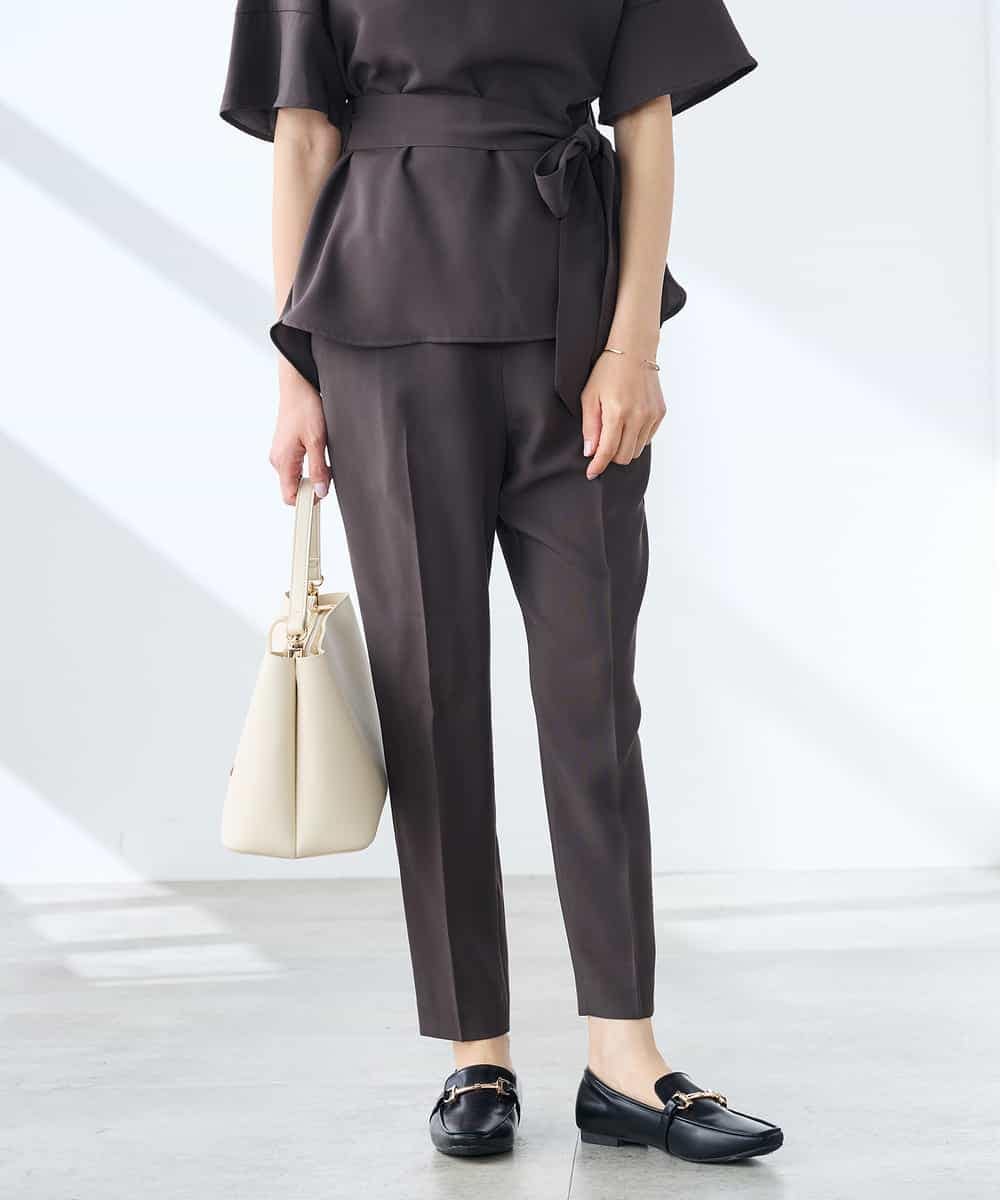 K3LGD14049 a.v.v Elmi(アー・ヴェ・ヴェ) 【低身長サイズ/接触冷感/速乾/UVカット/イージーケア】イージーテーパードパンツ グリーン