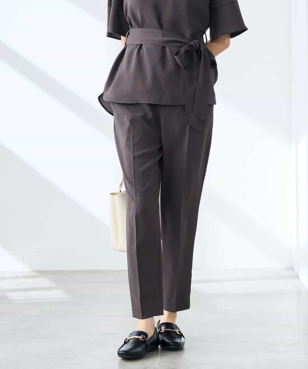 K3LGD14049 a.v.v Elmi(アー・ヴェ・ヴェ) 【低身長サイズ/接触冷感/速乾/UVカット/イージーケア】イージーテーパードパンツ グリーン