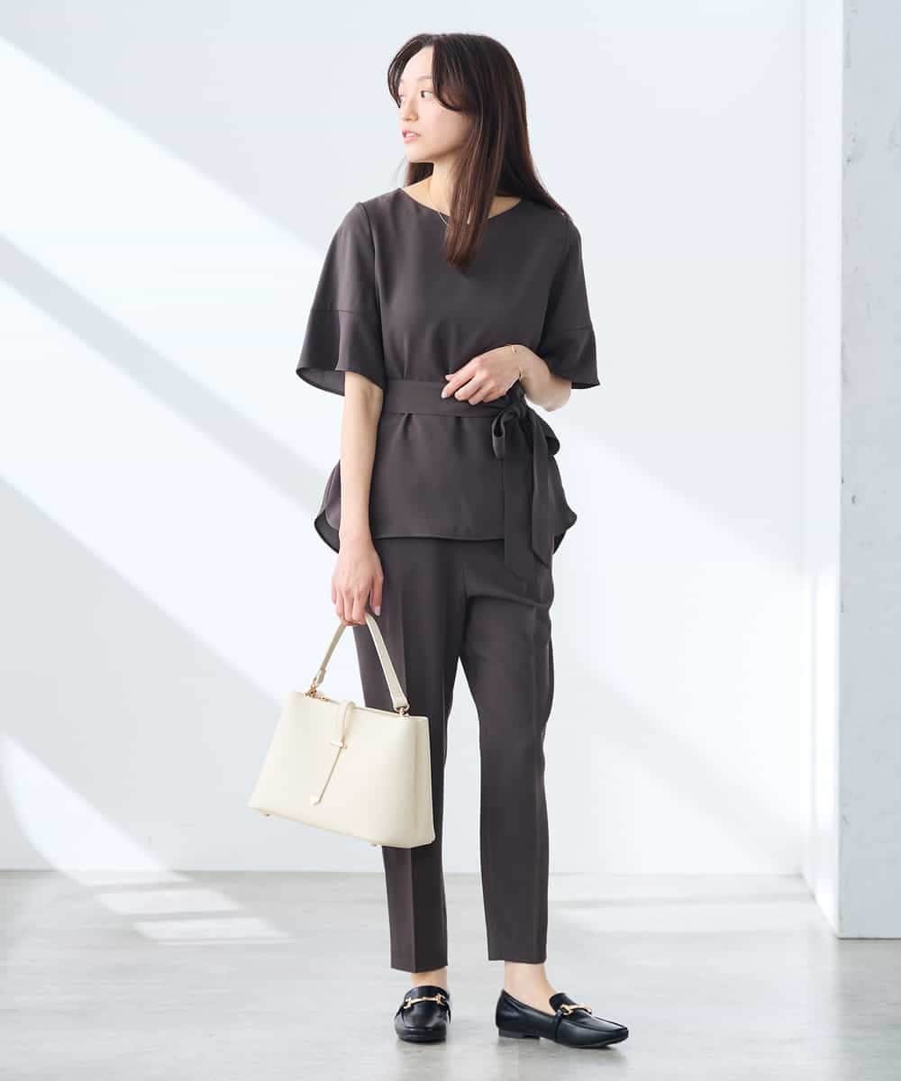 K3LGD14049 a.v.v Elmi(アー・ヴェ・ヴェ) 【低身長サイズ/接触冷感/速乾/UVカット/イージーケア】イージーテーパードパンツ グリーン