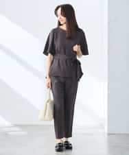 K3LGD14049 a.v.v Elmi(アー・ヴェ・ヴェ) 【低身長サイズ/接触冷感/速乾/UVカット/イージーケア】イージーテーパードパンツ グリーン