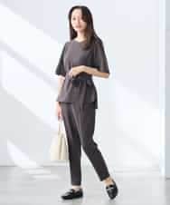 K3LGD14049 a.v.v Elmi(アー・ヴェ・ヴェ) 【低身長サイズ/接触冷感/速乾/UVカット/イージーケア】イージーテーパードパンツ グリーン