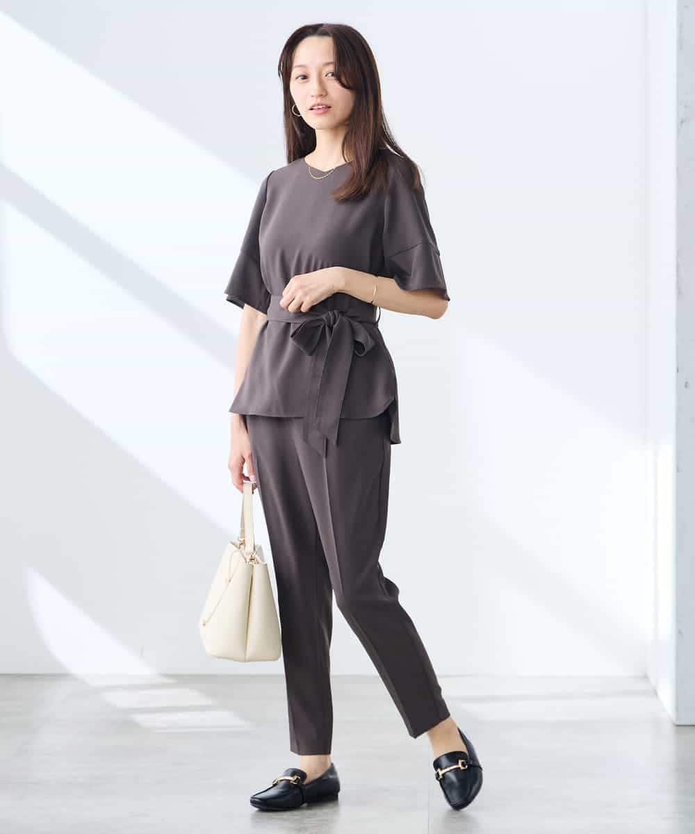 K3LGD14049 a.v.v Elmi(アー・ヴェ・ヴェ) 【低身長サイズ/接触冷感/速乾/UVカット/イージーケア】イージーテーパードパンツ グリーン