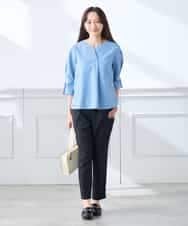 K3LGD14049 a.v.v Elmi(アー・ヴェ・ヴェ) 【低身長サイズ/接触冷感/速乾/UVカット/イージーケア】イージーテーパードパンツ グリーン