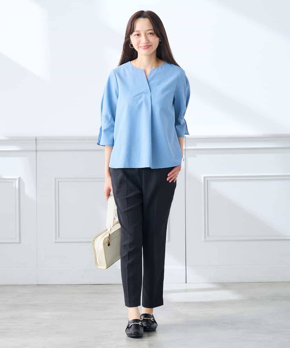 K3LGD14049 a.v.v Elmi(アー・ヴェ・ヴェ) 【低身長サイズ/接触冷感/速乾/UVカット/イージーケア】イージーテーパードパンツ グリーン