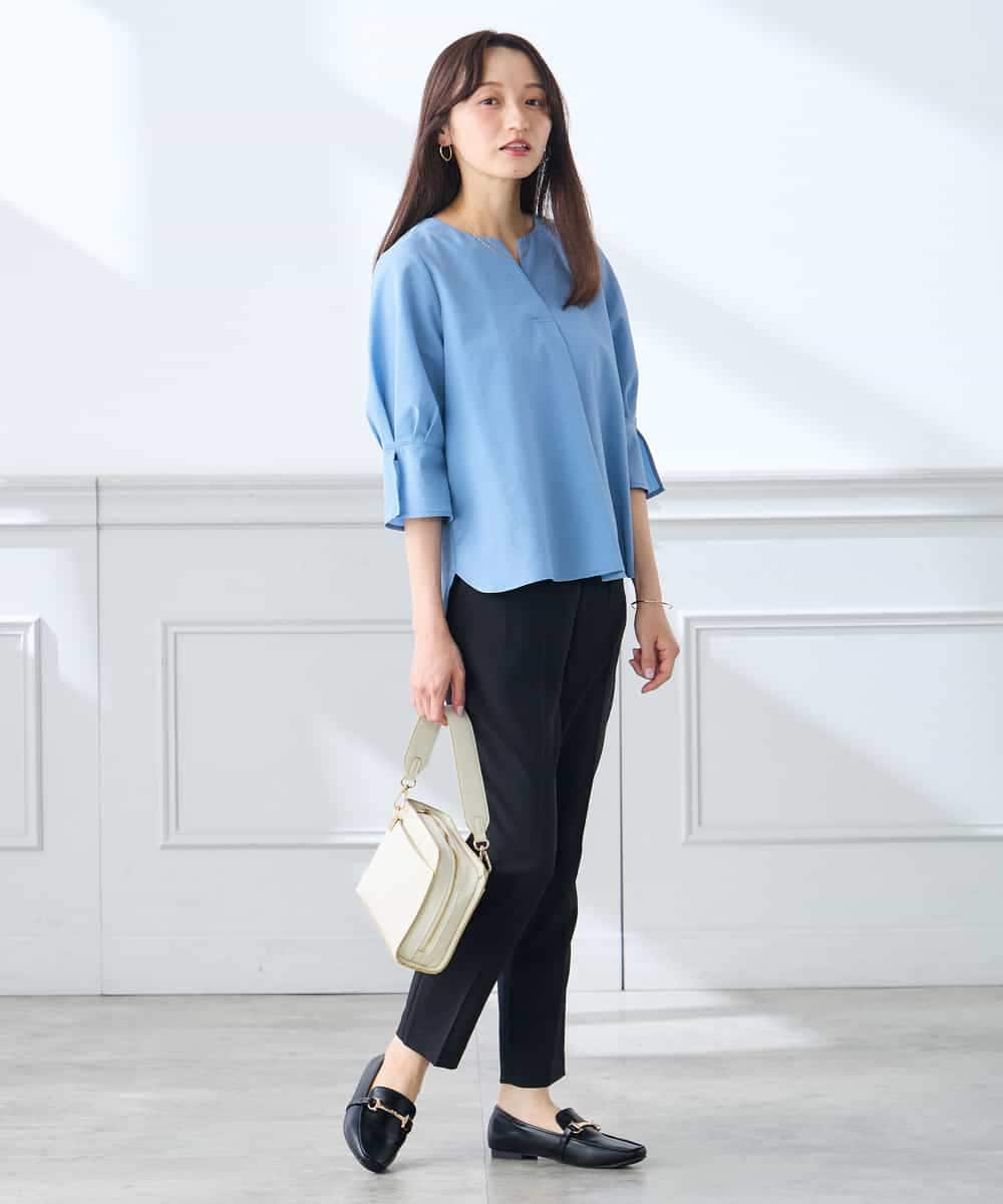 K3LGD14049 a.v.v Elmi(アー・ヴェ・ヴェ) 【低身長サイズ/接触冷感/速乾/UVカット/イージーケア】イージーテーパードパンツ グリーン