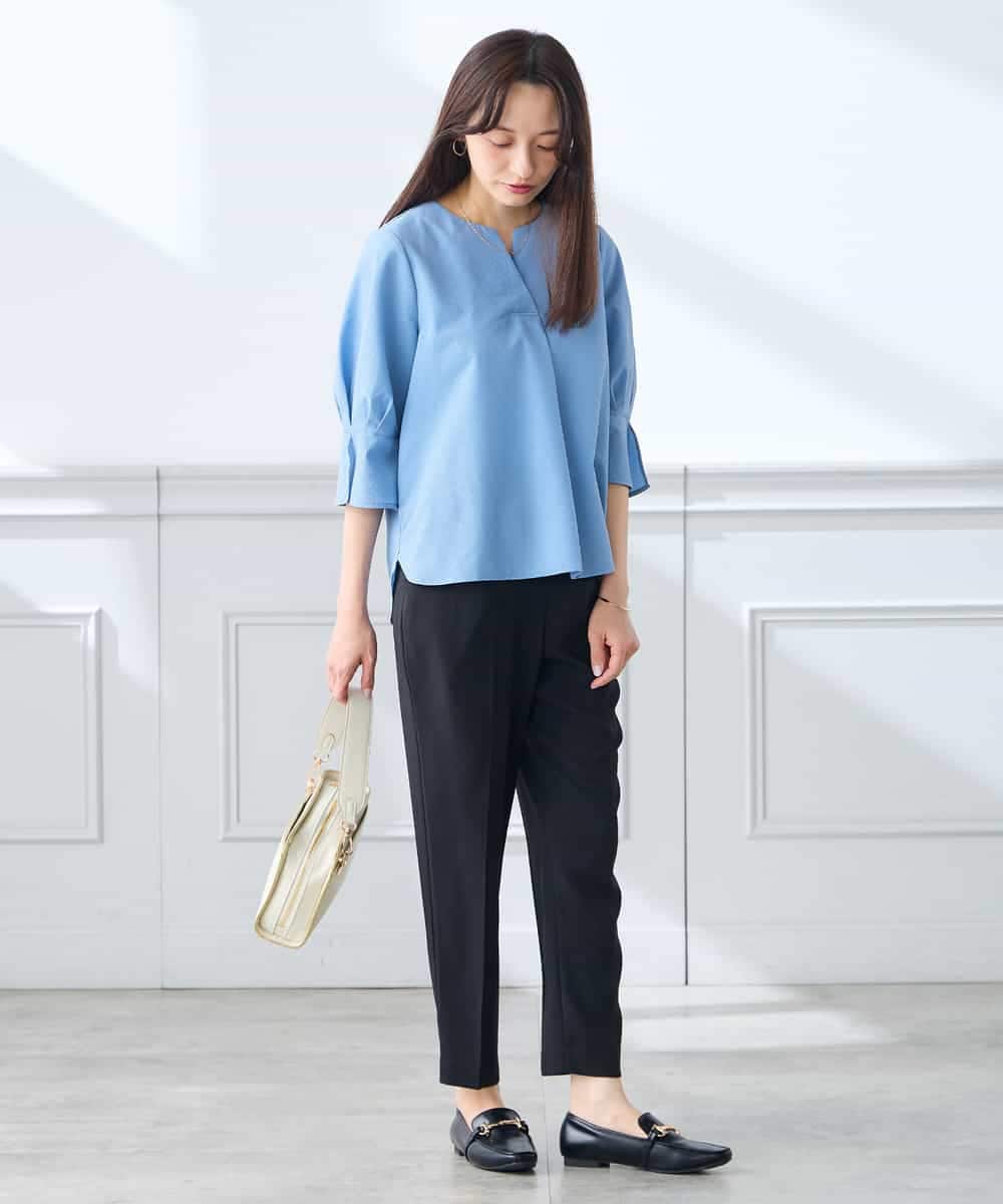 K3LGD14049 a.v.v Elmi(アー・ヴェ・ヴェ) 【低身長サイズ/接触冷感/速乾/UVカット/イージーケア】イージーテーパードパンツ グリーン