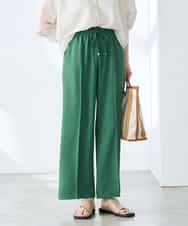 K3LGD15049 a.v.v Elmi(アー・ヴェ・ヴェ) 【低身長サイズ/接触冷感/速乾/UVカット/イージーケア】イージーワイドパンツ グリーン